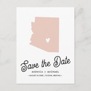 Postale Faire-part Carte de l'État d'ARIZONA Destination Mariage - TO