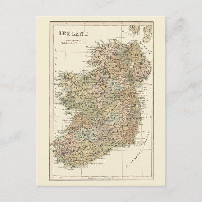 Postale Faire-part Carte de l'Irlande 1862 Mariage Save The Date (Devant)