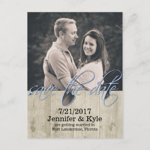 Postale Faire-part Carte de mariage à l'aspect bois rustique pour ann