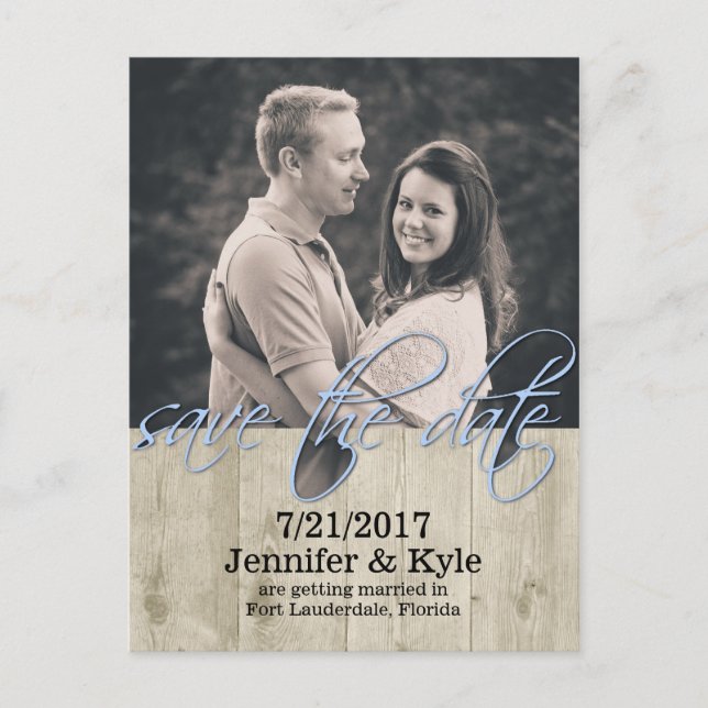 Postale Faire-part Carte de mariage à l'aspect bois rustique pour ann (Devant)