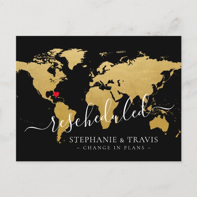 Postale Faire-part Carte de mariage de destination reportée reprogram (Devant)