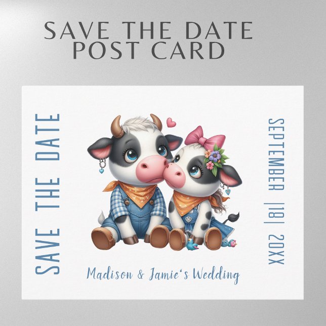 Postale Faire-part Carte de mariage de vaches pour annoncer la date (Créateur téléchargé)