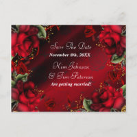 Carte de mariage gothique aux roses rouges, Enregi