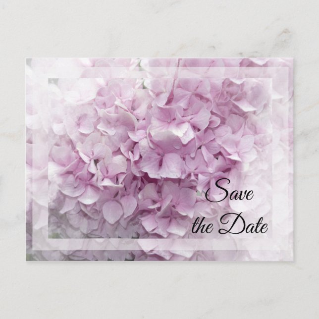 Postale Faire-part Carte de mariage Hortensia Rose tendre 'Save the D (Devant)