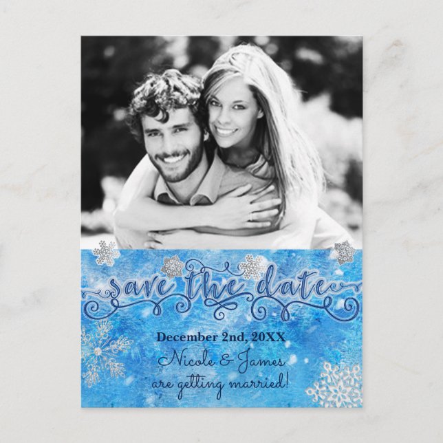 Postale Faire-part Carte de mariage photo d'hiver SAVE THE DATE (Devant)