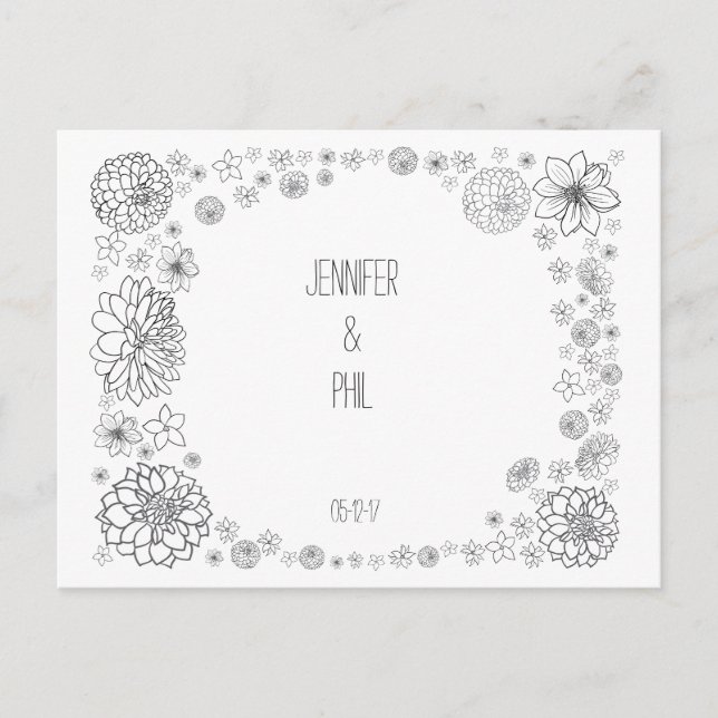 Postale Faire-part Carte de mariage rustique personnalisable 'Save th (Devant)