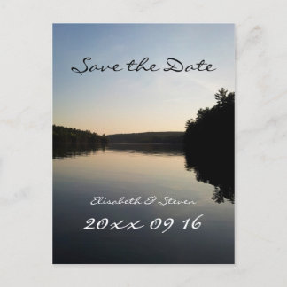 Postale Faire-part Carte de mariage Save the Date avec lac au coucher
