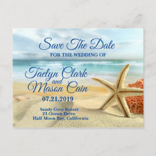 Postale Faire-part Carte de mariage tropicale à la plage - Enregistre