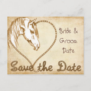 Postale Faire-part Carte de mariage western pour sauver la date