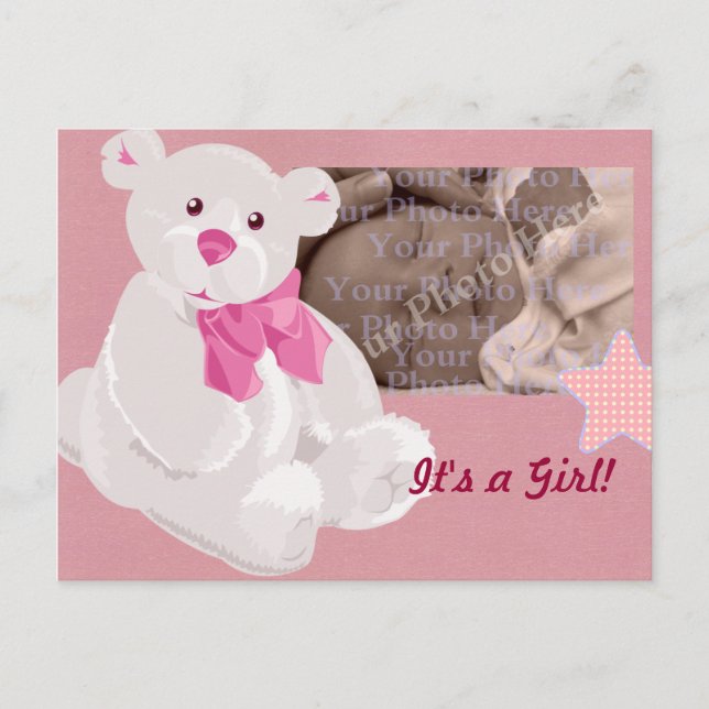 Postale Faire-part Carte de naissance de fille (Devant)