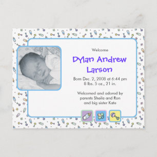 Postale Faire-part Carte de naissance garçon