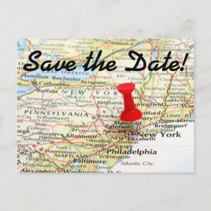 Postale Faire-part Carte de New York Épingler Enregistrer la Date