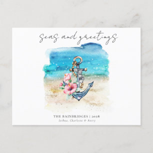 Postale Faire-part Carte de Noël Tropical Coastal Beach