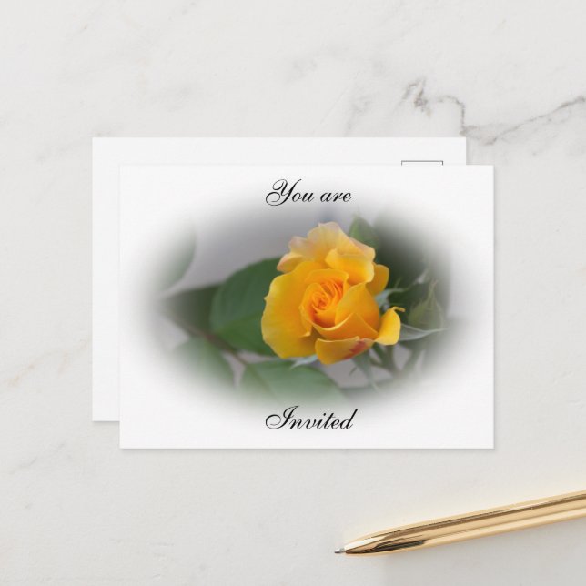 Postale Faire-part Carte de notification Rose Dorée (Devant/Arrière en situation)