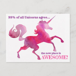 Postale Faire-part Carte de Nouvel Adresse Aquarelle Rose Violet Lico