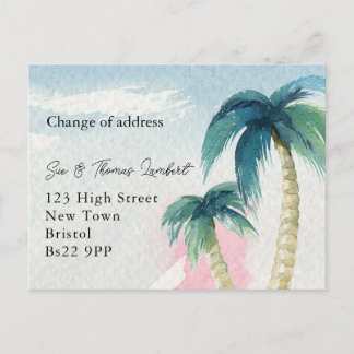 Postale Faire-part Carte de Nouvelle Adresse Palmier Tropical