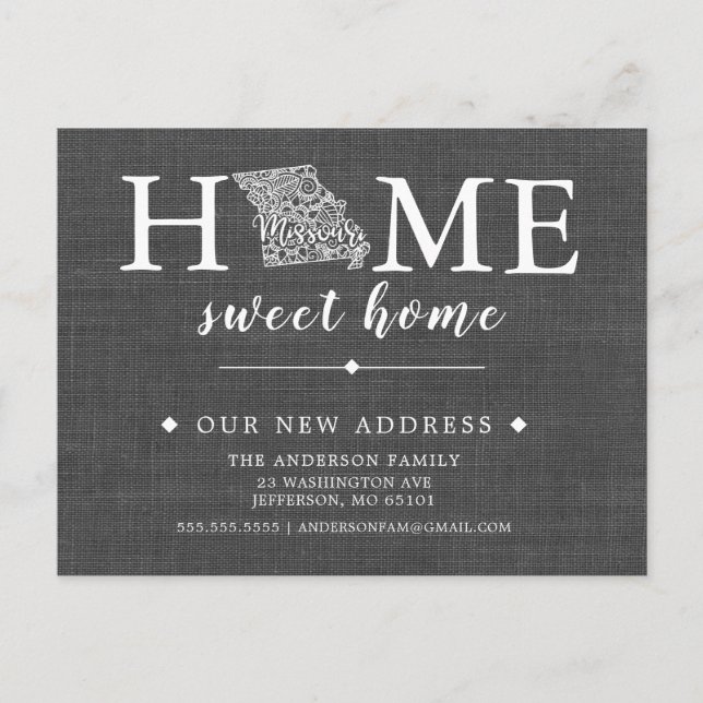 Postale Faire-part Carte de poste de transfert d'état MISSOURI (Devant)