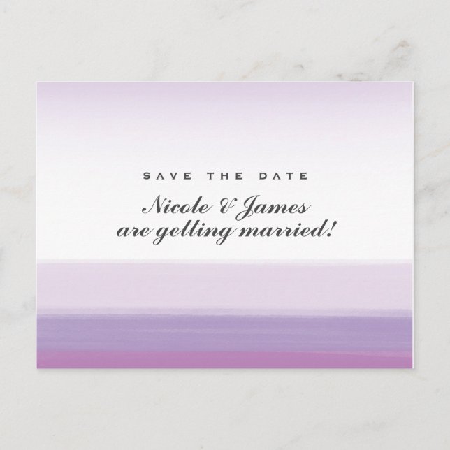 Postale Faire-part Carte de pré-annonce de mariage à l'aquarelle viol (Devant)