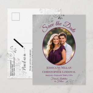 Postale Faire-part Carte de pré-annonce de mariage photo magenta et g