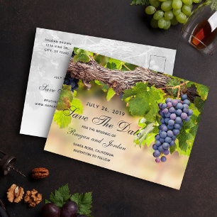 Postale Faire-part Carte de rappel de date avec raisins sur vigne