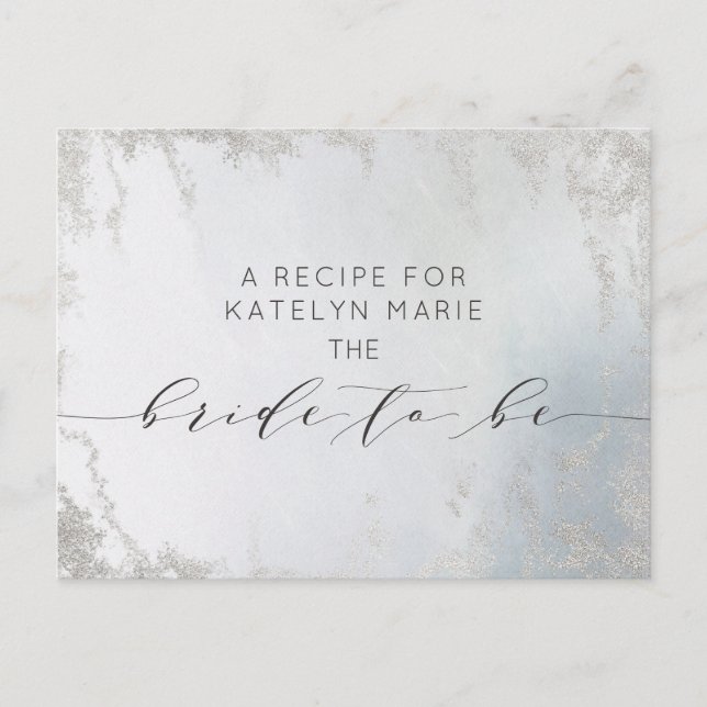 Postale Faire-part Carte de recette Ombre Dusty Blue Frosted Bride à  (Devant)