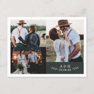 Postale Faire-part Carte de remerciement de mariage à monogramme de f