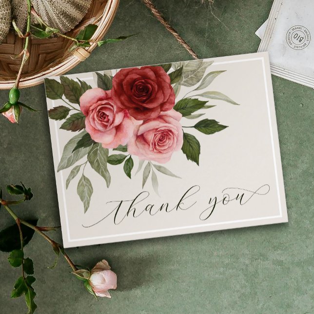 Postale Faire-part Carte de remerciement de mariage florale élégante (Créateur téléchargé)
