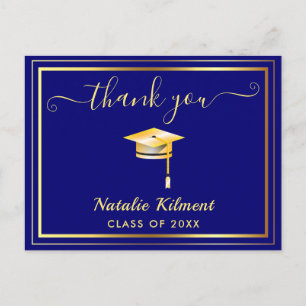 Postale Faire-part Carte de remerciement de remise de diplôme bleu ma
