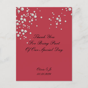 POSTALE FAIRE-PART CARTE DE REMERCIEMENTS DE MARIAGE PERLE ROUGE CRIM