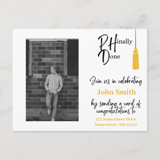 Postale Faire-part Carte de remise des diplômes de doctorat - Carte d (Devant)