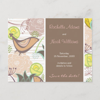 Postale Faire-part Carte de rendez-vous Jardin floral des doux oiseau