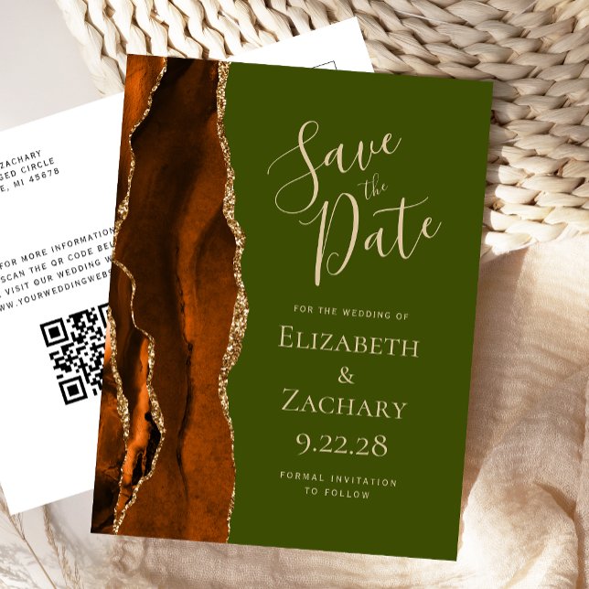 Postale Faire-part Carte de sauvegarde à date de mariage avec code QR (Créateur téléchargé)