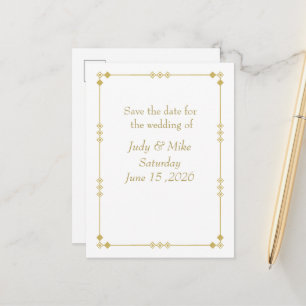 Postale Faire-part Carte de sauvegarde Art Déco élégante blanche et o