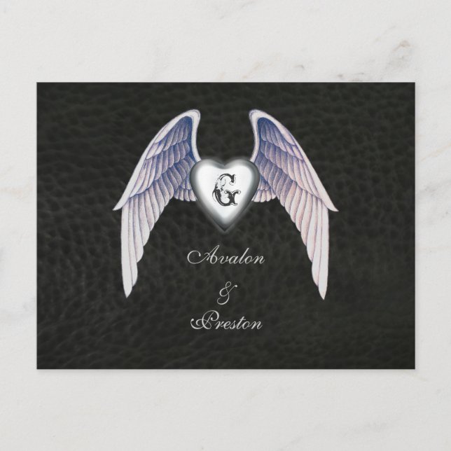 Postale Faire-part Carte de sauvegarde cœur en cuir et chrome à date  (Devant)