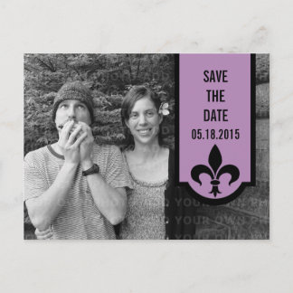 Postale Faire-part Carte de sauvegarde de bannière Violet Fleur De Li
