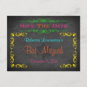 Postale Faire-part Carte de sauvegarde de Bat Mitzvah - Tableau noir