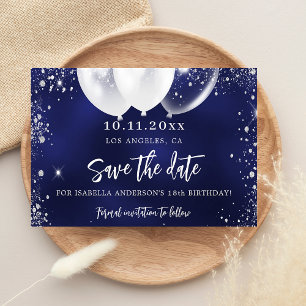 Postale Faire-part carte de sauvegarde de date anniversaire bleu mari
