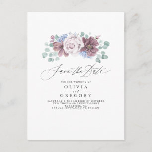 Postale Faire-part Carte de sauvegarde de date de fleurs de bleu pous
