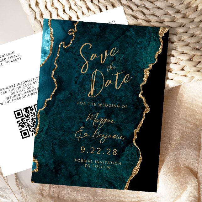 Postale Faire-part Carte de sauvegarde de date de mariage à code QR e (Créateur téléchargé)