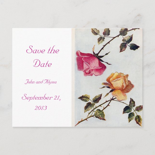 Postale Faire-part Carte de sauvegarde de date de mariage aux roses r (Devant)