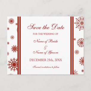 Postale Faire-part Carte de sauvegarde de date de mariage d'hiver rou