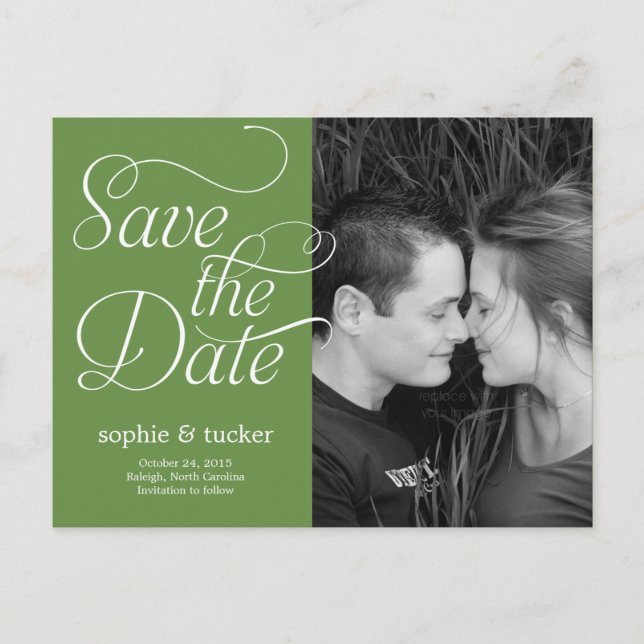 Postale Faire-part Carte de sauvegarde de date de script charmant (Devant)