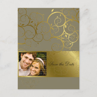 Postale Faire-part Carte de sauvegarde de date en spirale dorée ornem
