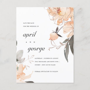 POSTALE FAIRE-PART CARTE DE SAUVEGARDE DE DATE FLEURALE BRUN ROUILLE