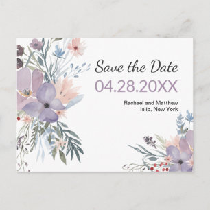 Postale Faire-part Carte de sauvegarde de date florale aquarelle Viol
