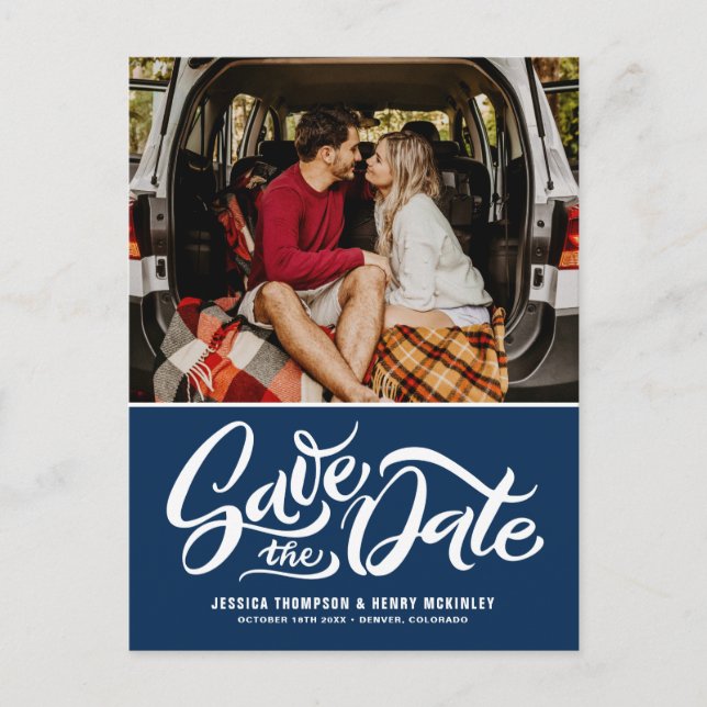 Postale Faire-part Carte de sauvegarde de date photo à lettrage fanta (Devant)