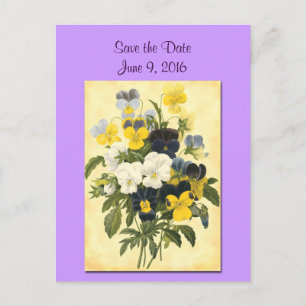 Postale Faire-part Carte de sauvegarde de date Violettes et Pensées