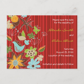 Postale Faire-part Carte de sauvegarde de jardin floral rouge fatfati