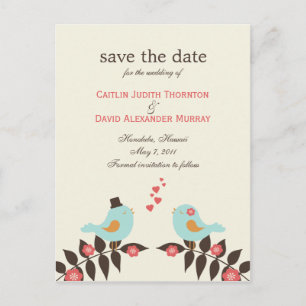 Postale Faire-part Carte de sauvegarde de la date Love Birds