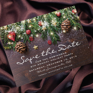 Postale Faire-part Carte de sauvegarde de la fête de Noël rustique